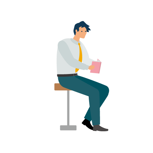 図書を利用しているイラスト
