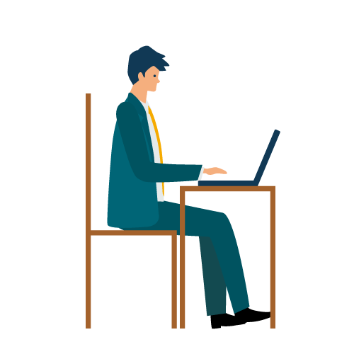 個別デスクで仕事をするイラスト