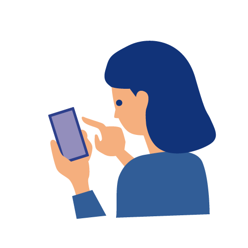 スマホでアプリをチェックするイラスト
